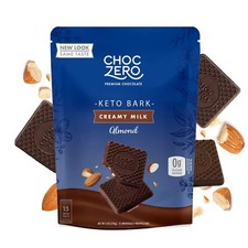 Choczero Milk Latte Style Keto Bark Sugar-Free Almond 6 oz, Pack of 2