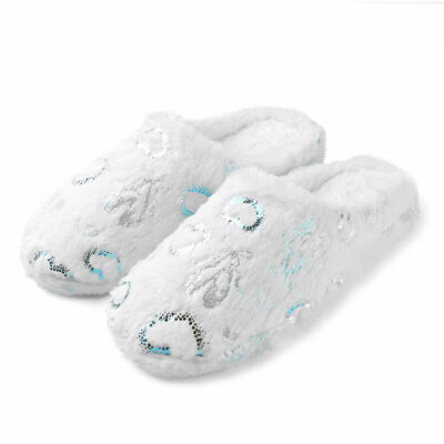 Women Fashion Plush Cozy Soft Warm Slippers Heart Pattern Indoor Bedroom Shoes