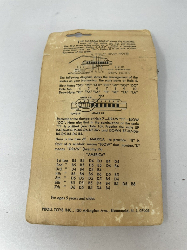 Vtg Disco Harmonica 20 Reeds Plastic Childrens Harmonica Proll Toys Inc