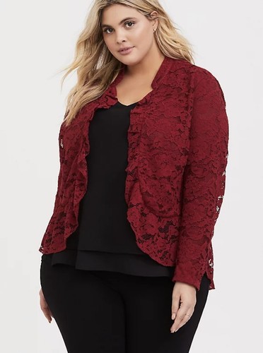 Torrid Red Lace Peplum Military Jacket 