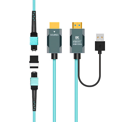 Detachable 4K@120Hz 8K Armored Pure Fiber Optic HDMI2.1 Cable Extension Kit 33FT