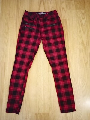 Hot Topic Tartan Skinny Jeans Hot Topic HT Denim Red Black Plaid