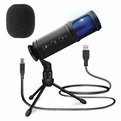 Pyle USB Plug & Play Computer Microphone, For Podcast Gaming & Streaming, Black