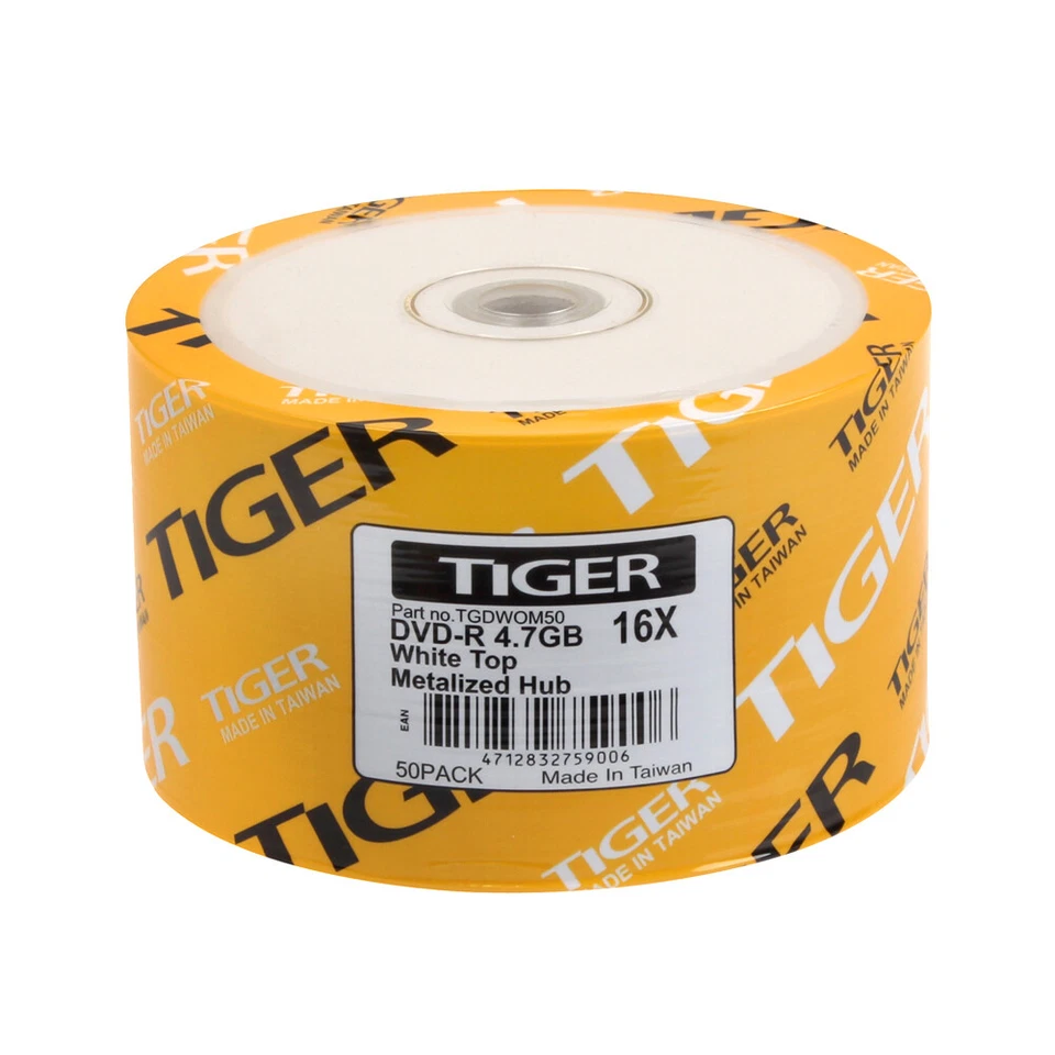Tiger 16X White Top DVD-R Blank Disc 4.7GB Wholesale Lot Made in Taiwan - Image 2 of 4