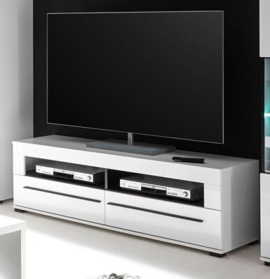 TV Lowboard Unterteil Unterschrank Fernsehen weiß Hochglanz 140 x 47 cm Design-D