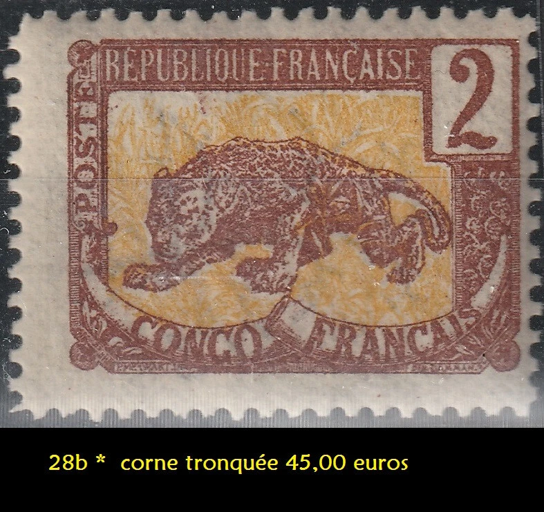 CONGO 28b * MH Panthère panther variété corne tronquée 1900-1904 - Photo 1/1