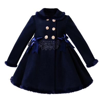 blue dress for baby girl Marae Girls Dress Coat - Double Breasted Twirl Coat main image 1