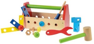 caja de herramientas de madera para niños