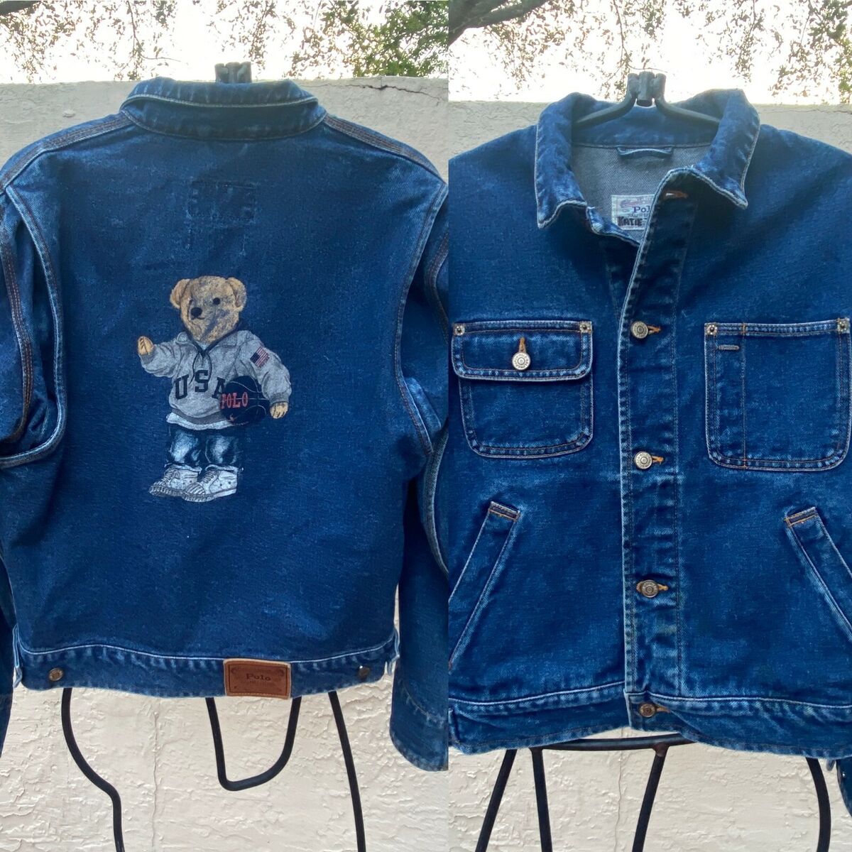 VINTAGE RALPH LAUREN POLO JEAN JACKET W/ BASKETBALL USA BEAR VINTAGE RALPH LAUREN POLO JEAN JACKET W/ BASKETBALL USA BEAR