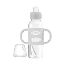 Dr. Brown's Milestones Narrow Trans. Sippy Baby Btl. with Silicone Handle-Gray