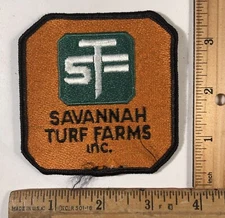 Vintage Savannah Turf Farms Company Logo Patch Grass Seed Business Uniform