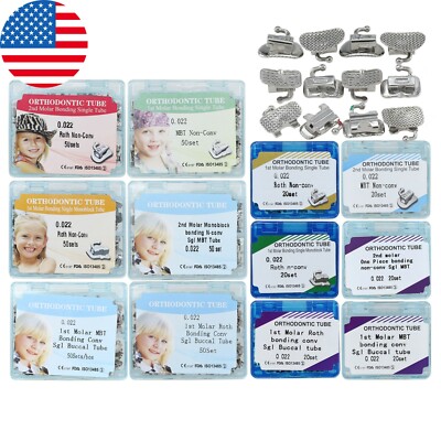 Dental Orthodontic Buccal Tubes 1st 2nd Molar Tubes Roth MBT 022 Bondable Single
