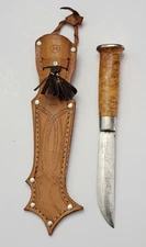 Vintage J. Marttiini Compass Puukko Knife w/ Leather Sheath E166