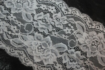 5 yards solid white GALLOON STRETCH textured lingerie LACE 5.75'' Wide 