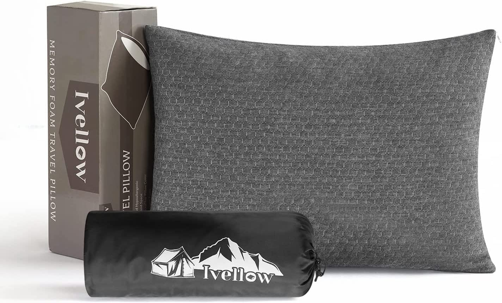 Ivellow Memory Foam Travel Pillow - Compact & Supportive