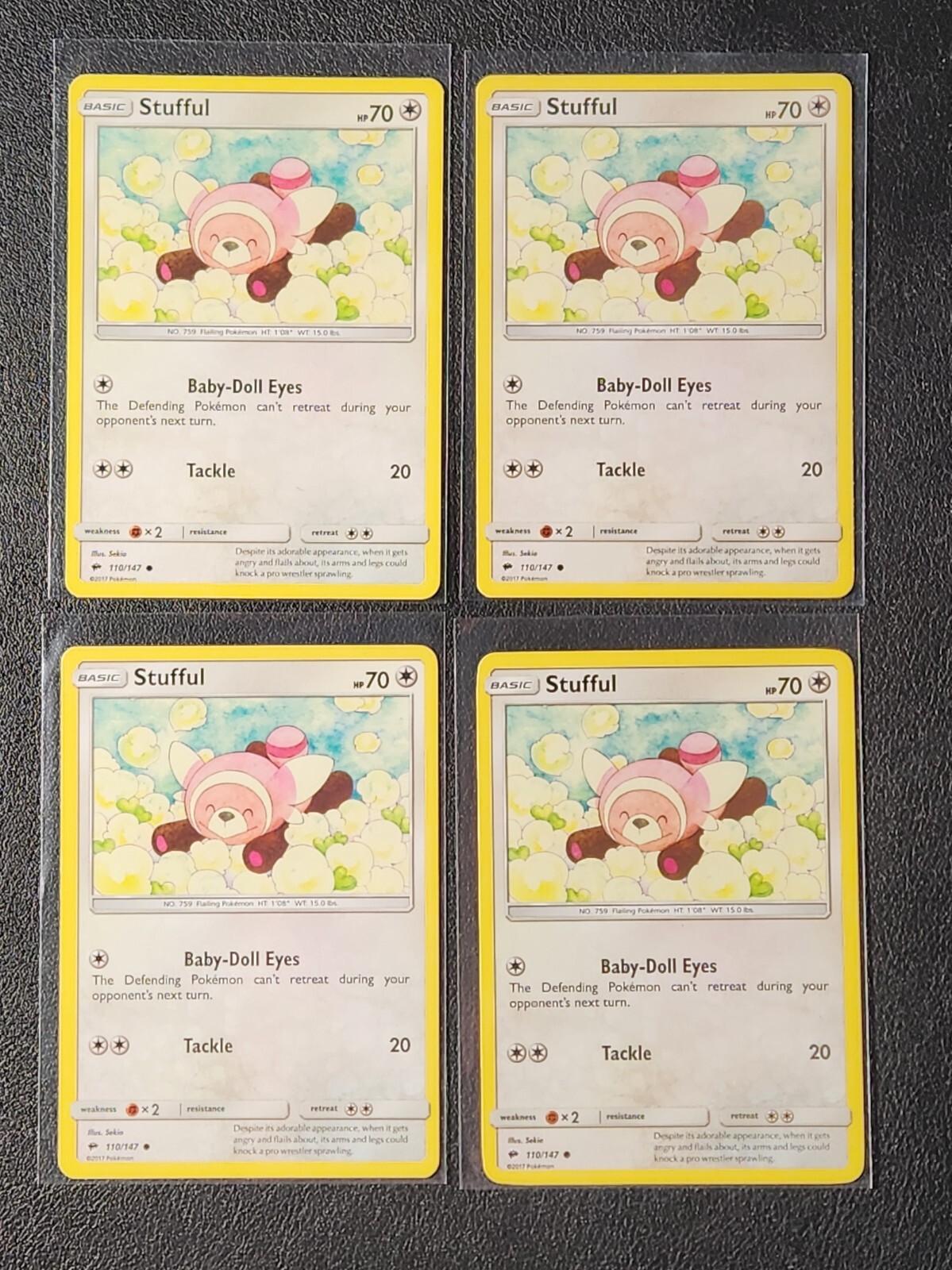 Stufful R Card 4x Stufful 110/147 Pokemon card SM Burning Shadows common NM | eBay