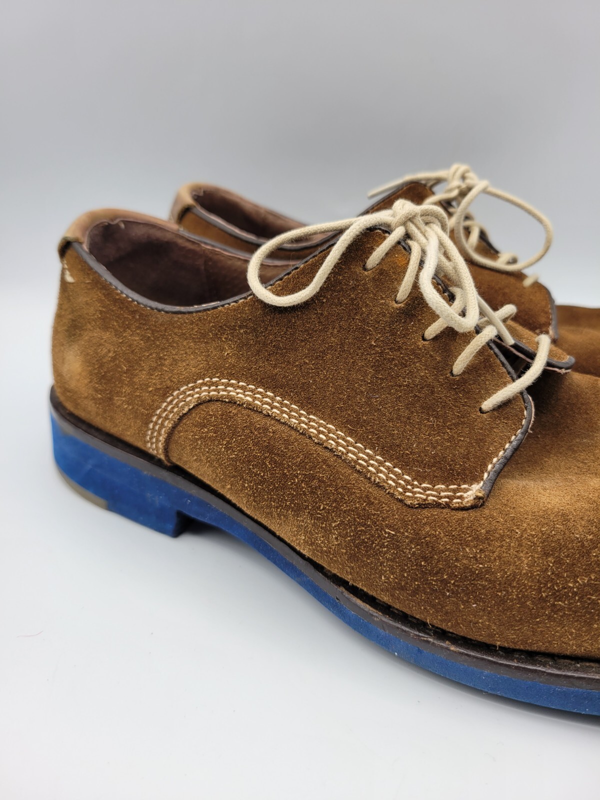SAOLA Scarpe Johnston & Murphy uomo 8 M scamosciate flex cognac marrone suola blu
