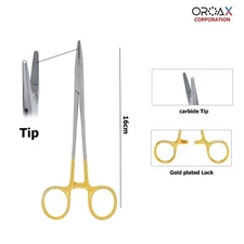 Pinzas portaagujas Mayo Hegar de 16 cm para sutura quirúrgica dental TC OROAX