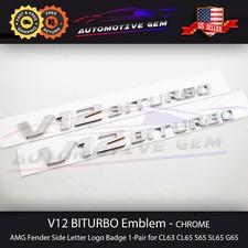 V12 Biturbo Fender Amg Emblem Chrome Logo Badge Mercedes Oem Cl65 S63 S65 G65