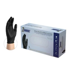 1st Choice Black Nitrile Disposable Exam/Medical Gloves 3 Mil, Latex-Free, 100