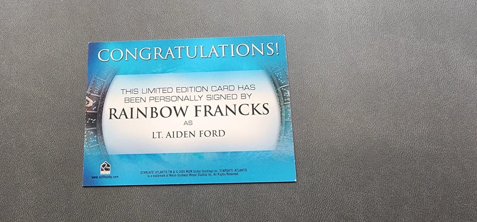 Stargate Heroes Atlantis Autograph Auto Card Rainbow Francks as Lt Aiden Ford - Image 2 of 2