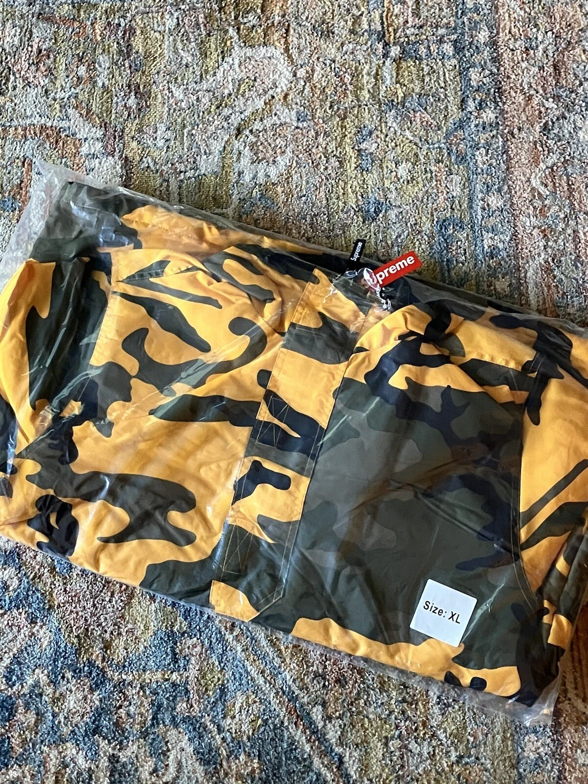 PULL À CAPUCHE SUPREME DEMI ZIP JAUNE CAMO DS TAILLE XL XLARGE FW17