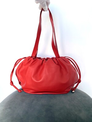 NWT! NEW! BOTTEGA VENETA Red Leather Handbag Bag Purse Clutch