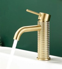 Bathroom Sink Faucet Brushed Gold Single Handle Basin Vanity Mixer Tap Brass