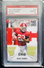 2021 Leaf Draft Najee Harris Rookie Gem Mint 10 by Noble - Steelers - Alabama