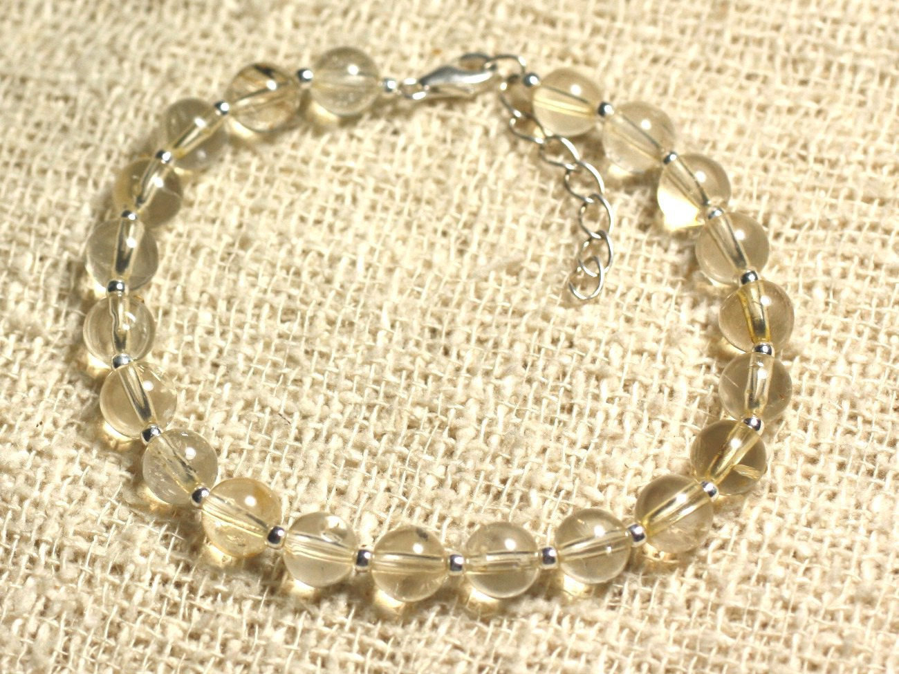 Bracelet argent 925 de prestige et citrine véritable éclatante de 6mm