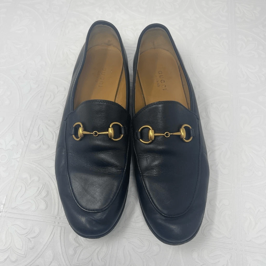 Chaussures mocassins Gucci noir Jordaan Betis cuir glamour Horsebit pointure 37