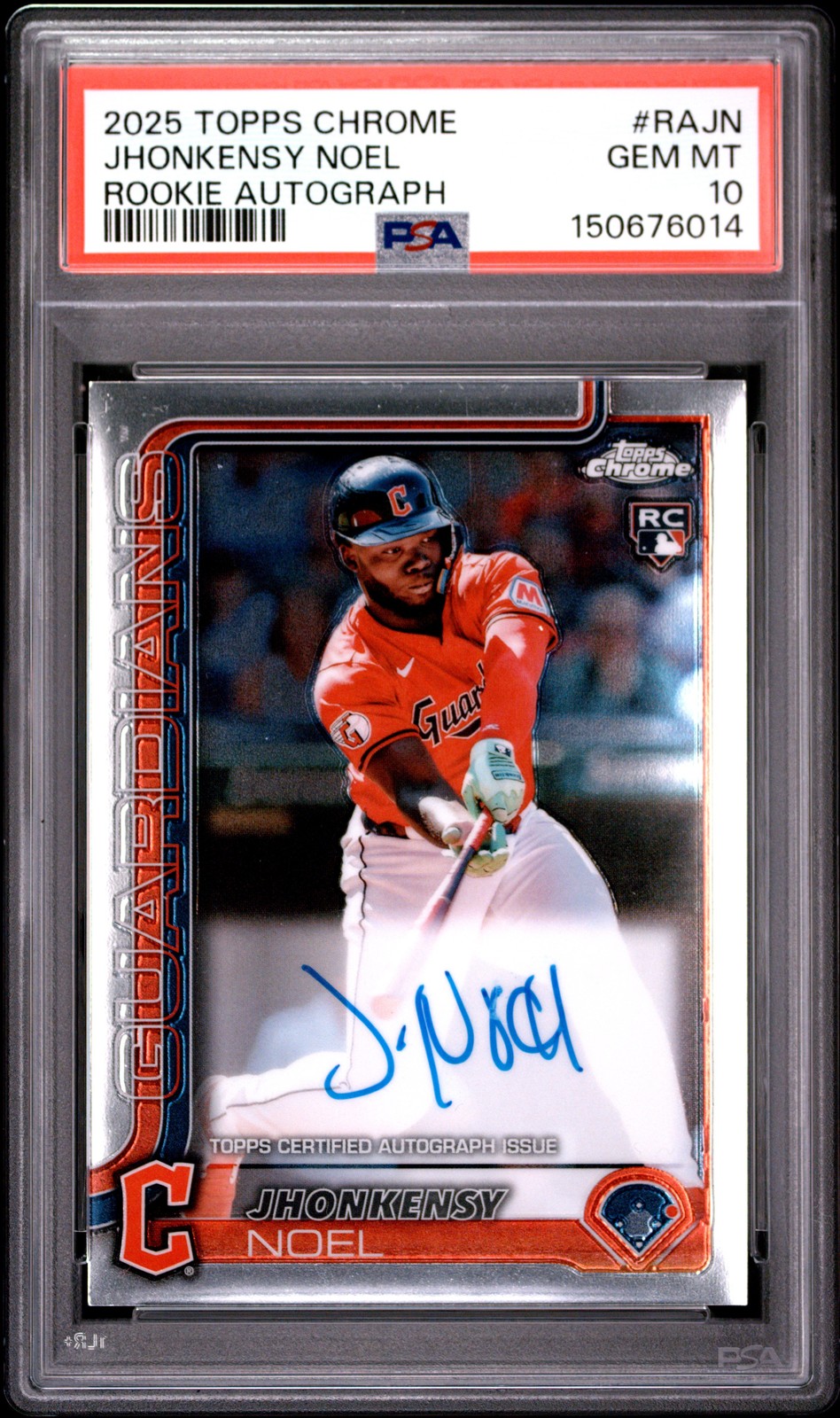 2025 TOPPS CHROME ROOKIE AUTOS #RAJN JHONKENSY NOEL ROOKIE RC PSA 10 view 1