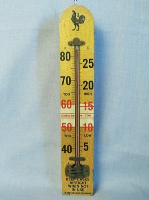 Vintage Retro W. Reeves London Brewery Thermometer Wood Cellar Beer Cask 1930s