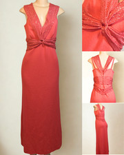 NWT 1895 ST JOHN EVENING Coral Ice Jewel Knit Gown Sz 6 Crystal Overlay 5720732