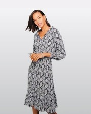 Talbots TIE SLEEVE FIT & FLARE DRESS - SNAKESKIN PRINT Petite Medium~PM~SALE!