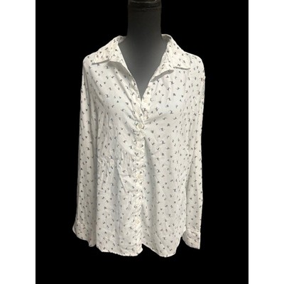 DIP Button Up Lightweight Shirt - White - Ski Skier Skiing Design - XL