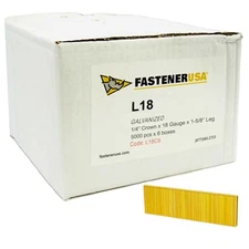 1-5/8" LEG x 1/4" CROWN 18GA GALV L18 STAPLES 30,000ct | L18C6