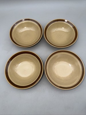 Hearthside Hand painted Stoneware Japan  Bowl Dark Brown Trim 6-1/2''X2'' Set (4)