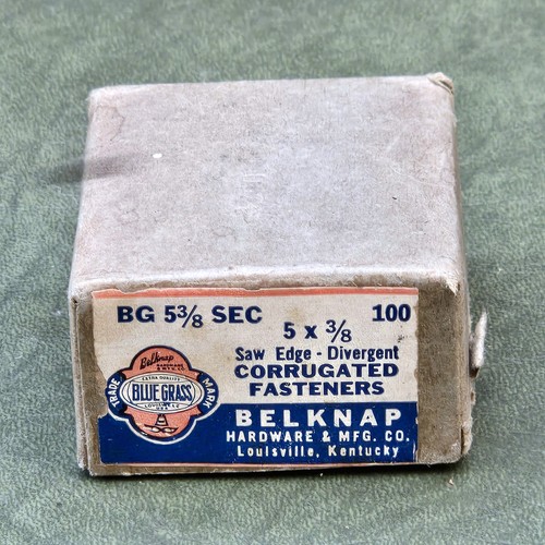 Vintage Belknap Corrugated Fasteners In Original Box Hardware Louisville KY