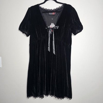 Killstar Womens 3XL Velvet Black Consolation Dress Lace Details Witchy Goth