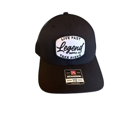 Live Fast Take Risks Legend Supply  Trucker Hat Black Adjustable Mesh Back Cap