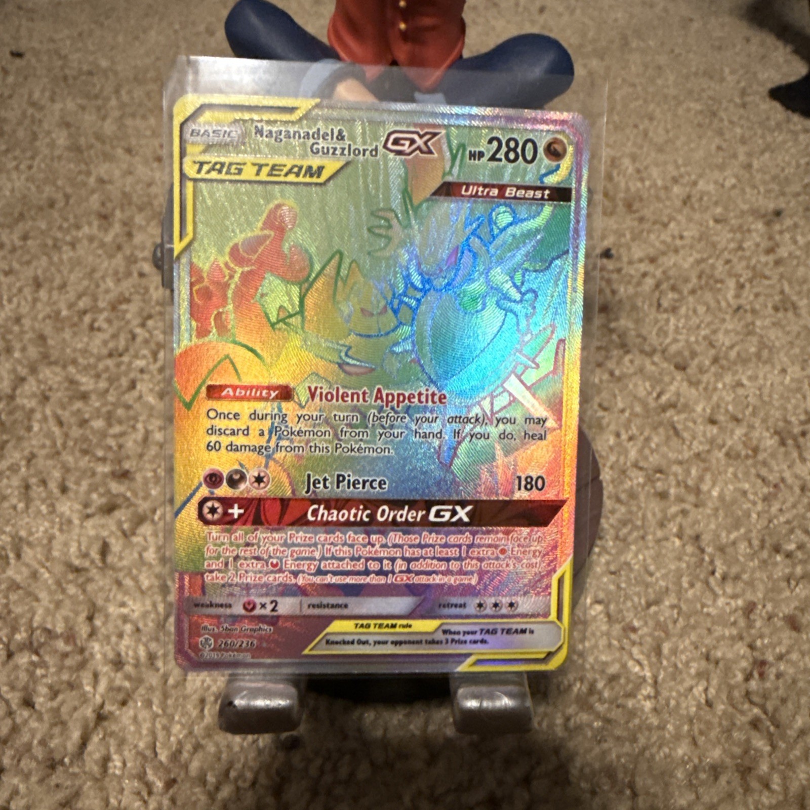 2019 Pokemon Cosmic Eclipse Naganadel & Guzzlord GX 260/236 Rainbow Rare CGC 9.5