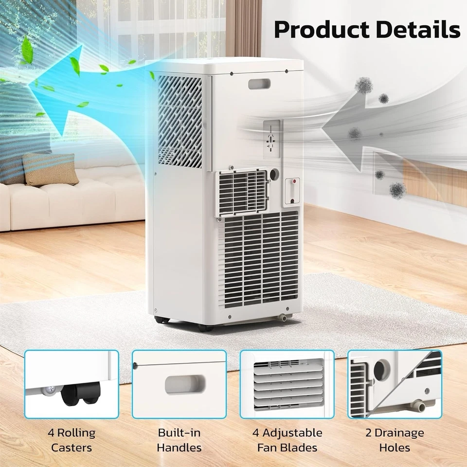 10,000 BTU Portable Air Conditioner, 4-in-1 AC Unit w/ Dehumidifier Fan - Image 3 of 4