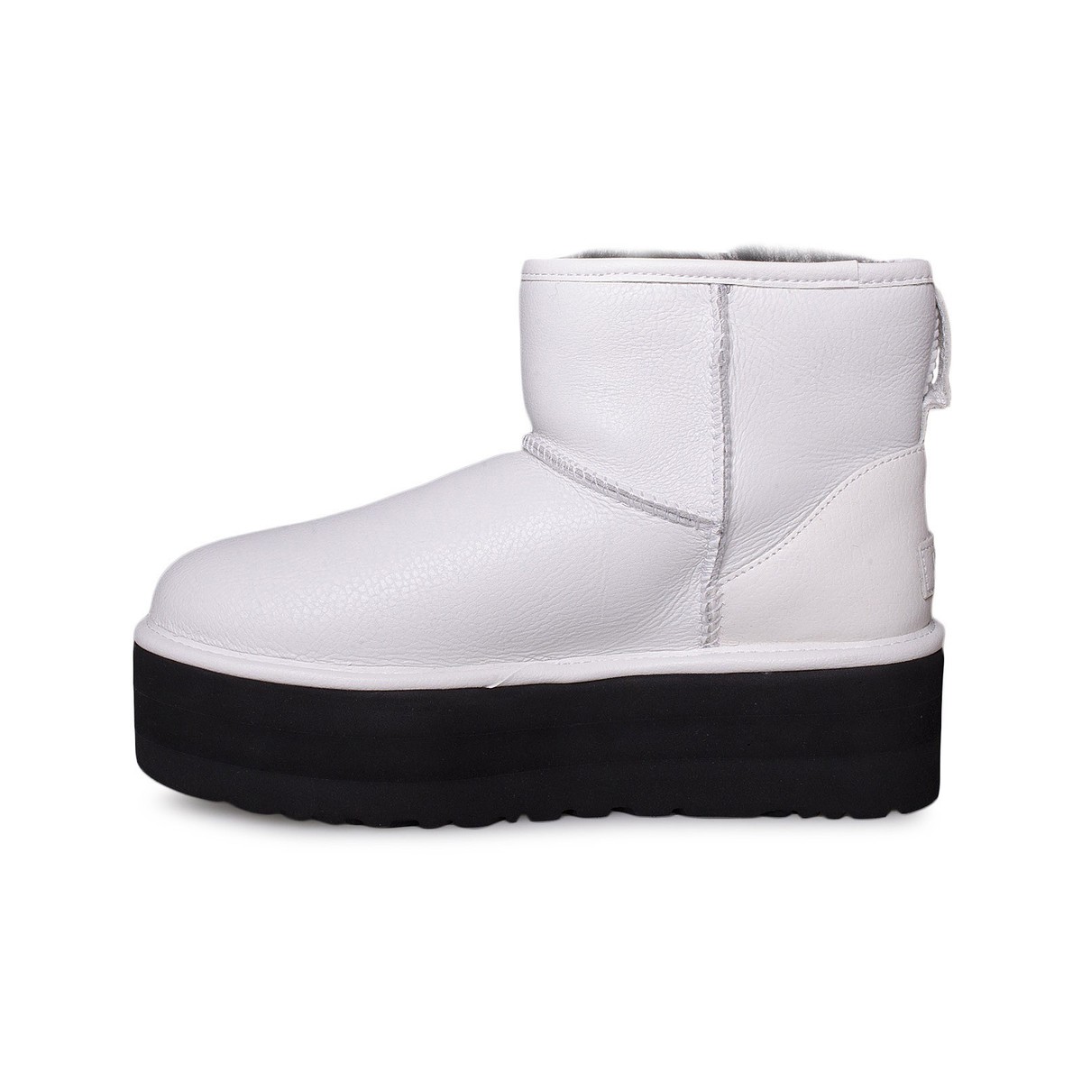 UGG CLASSIC MINI PLATFORM ULTRA MATTE WHITE LEATHER WOMEN'S