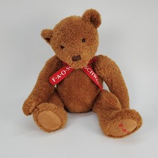 FAO Schwarz Red Ribbon 16" Teddy Bear Jointed Legs  Arms