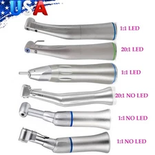 US Dental 1:1 /20:1 LED Fiber Optic Contra Angle Handpiece fit E-Type Motor