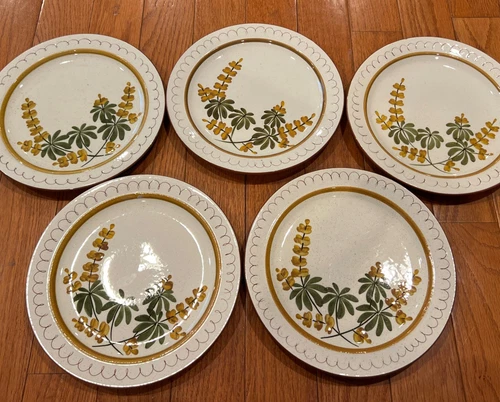 5 VINTAGE Stangl Golden Blossom Dinner Plate 10" Diameter USA