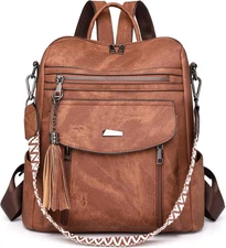 PU Leather Backpack Purse for Women | Fashion Tassel Ladies Purse Backpack Handb