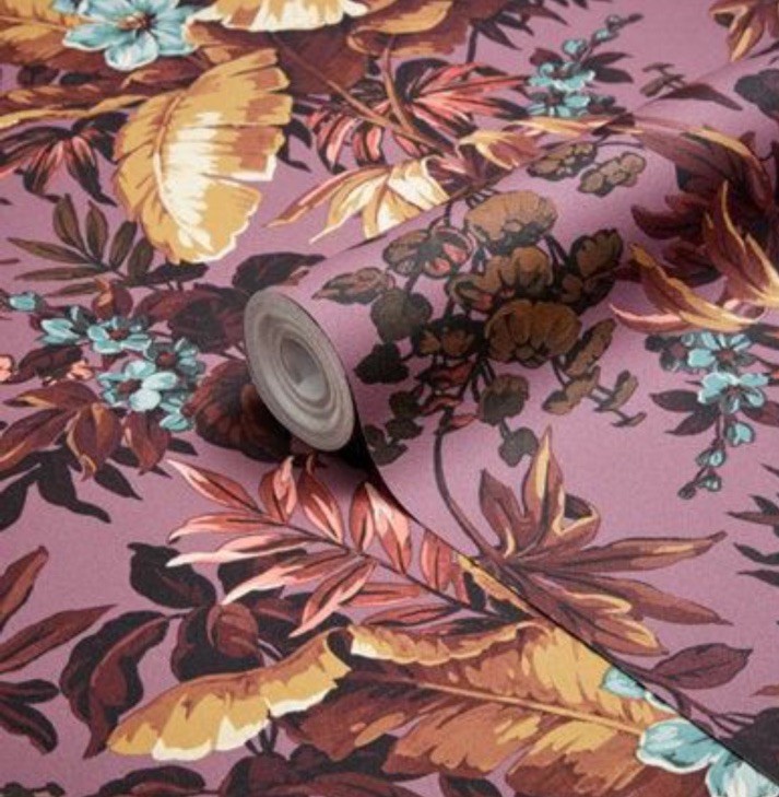 GoodHome Coleton Purple Floral Textured Wallpaper