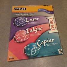 Apollo Multi Function Transparency Film 8.5 x 11 Clear 50 Sheets High Quality